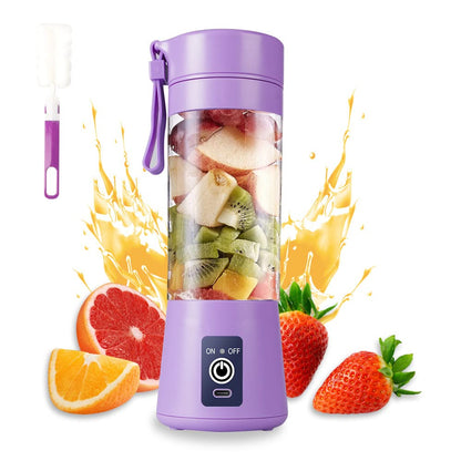 Portable Blender, Personal Juicer Cup, 380ml Handheld Fruit Mixer Machine USB Rechargeable with 6 Power Blades Travel Blender for Smoothies and Shakes (Pink)