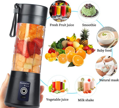 Portable Mixer Cup,Electric USB Juicer Blender,Mini Blender Portable Mixer for Shakes and Smoothies, Juice,380ml, Six Blades Perfect for Mixing,Bule