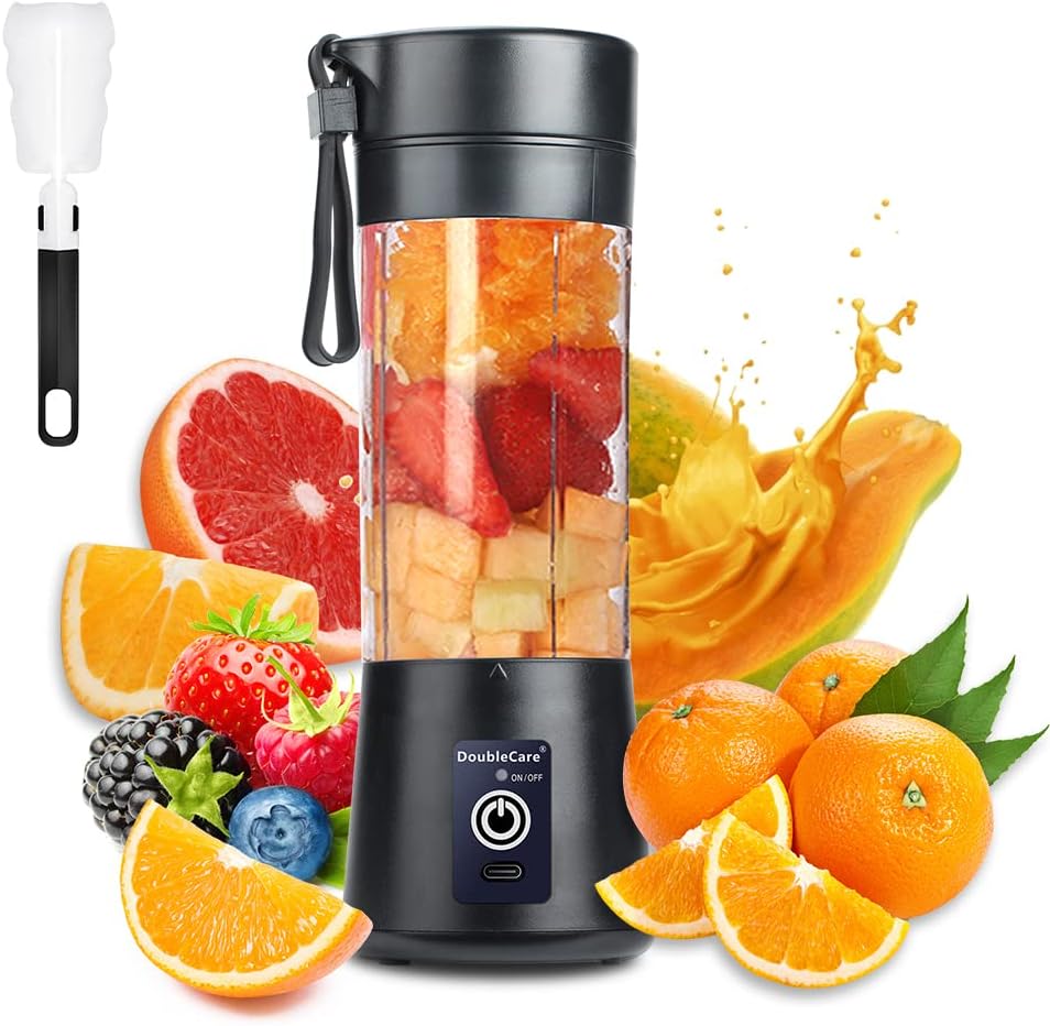 Portable Mixer Cup,Electric USB Juicer Blender,Mini Blender Portable Mixer for Shakes and Smoothies, Juice,380ml, Six Blades Perfect for Mixing,Bule