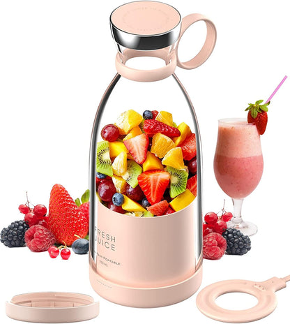 Fresh Juice Portable Blender for Smoothies, Personal Blender, Portable Wireless Rechargeable USB Sports Camping Fitness (Pink)
